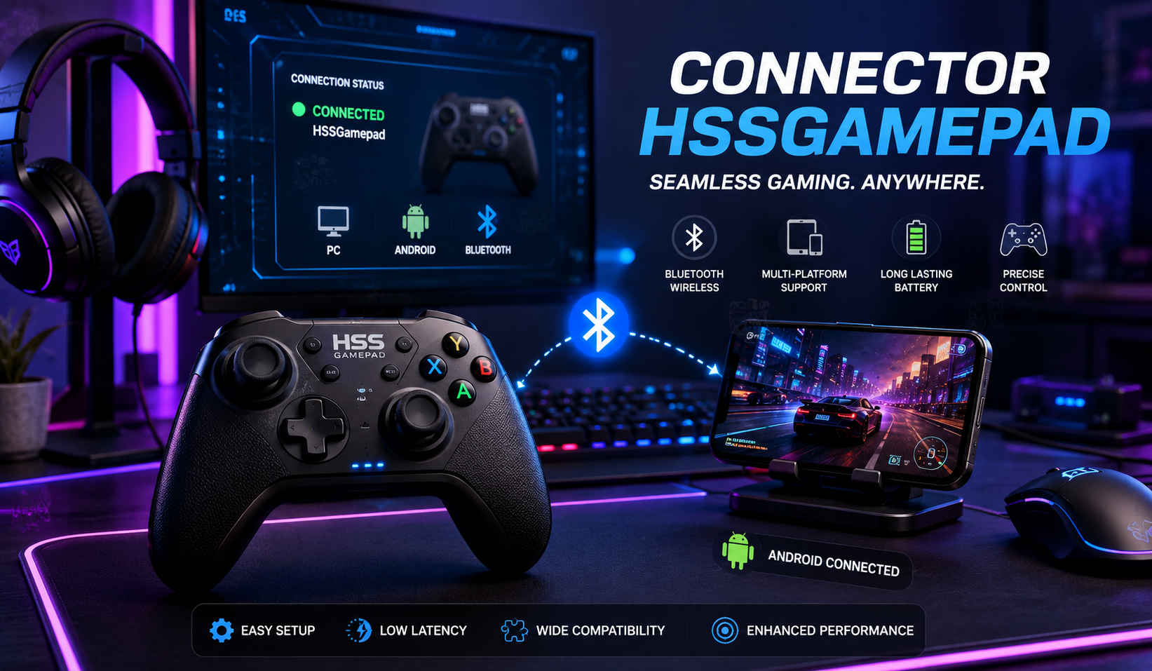 How to Use Connector HSSGamepad on PC and Android